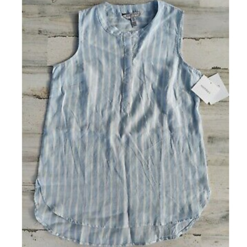 NWT Ellen Tracy Linen Striped Sleeveless tunic